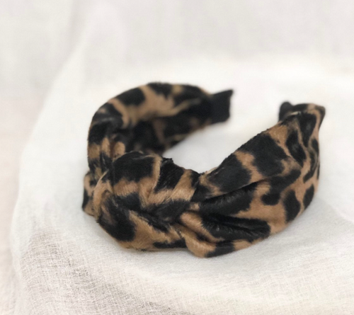 Amelia Rose - leopard top knot headband
